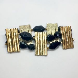 Vintage Rosa Flores Black Onyx Stretch Bracelet